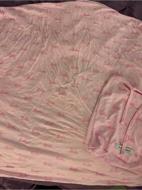 Posh Peanut Barbie Pastel Pink Script Logo  Bamboo Fitted Crib Sheet & Dust Bag